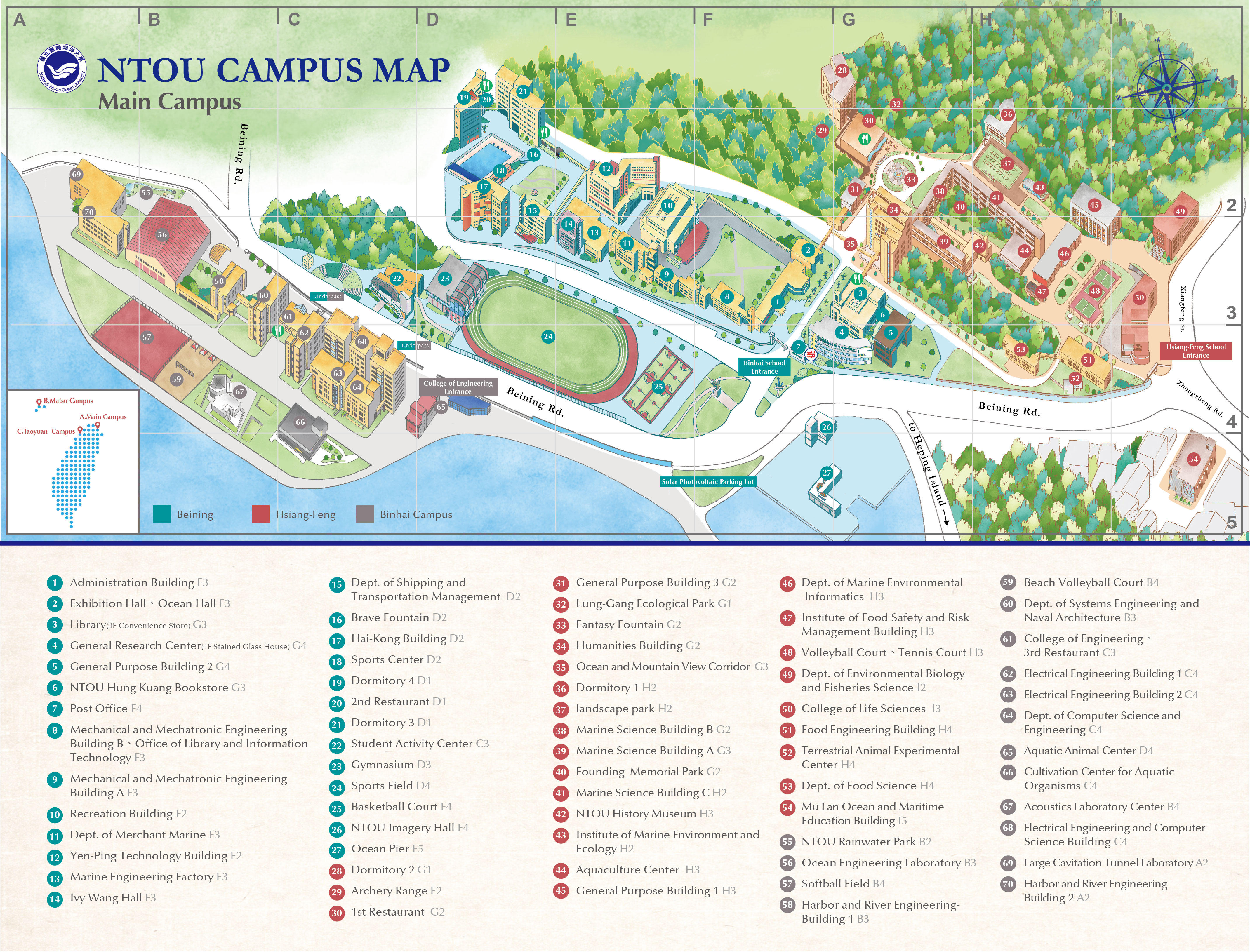 National Taiwan Ocean University campus map in English