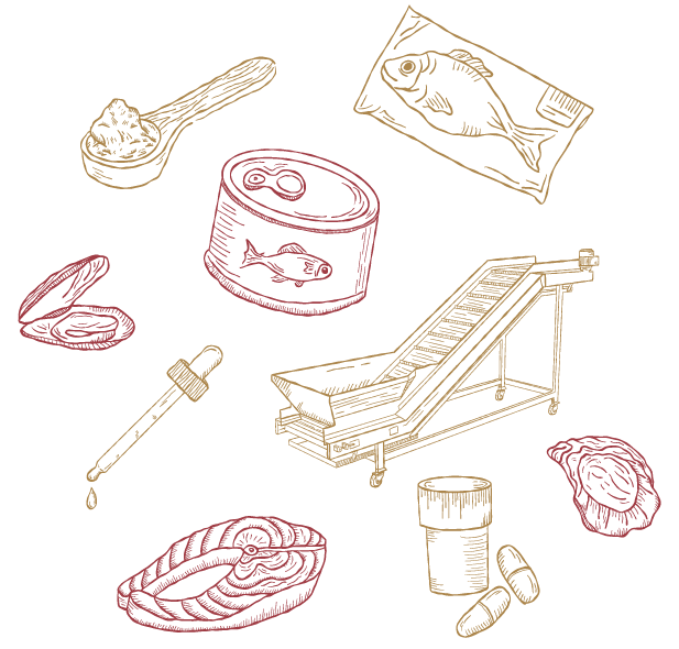 Seafood Processing, Food Science and Functional Products thematic illustration
